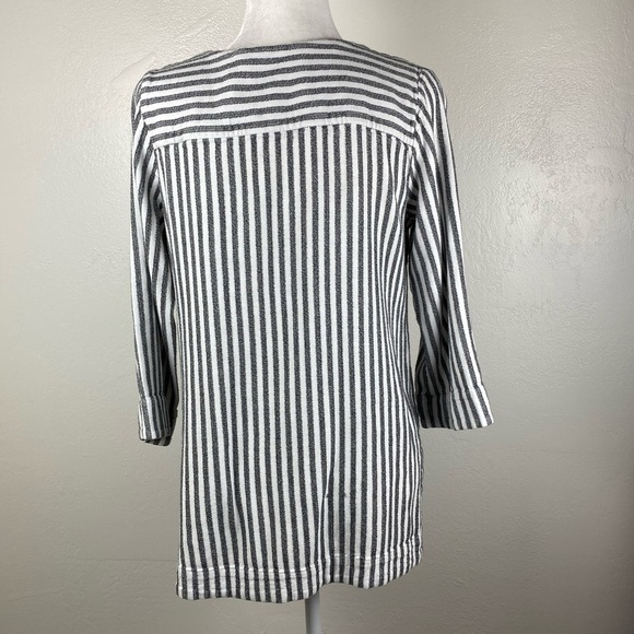 Soft Surroundings Embroidered Floral Boho Beachy Summer Tunic Stripe Top Medium - Picture 4 of 15